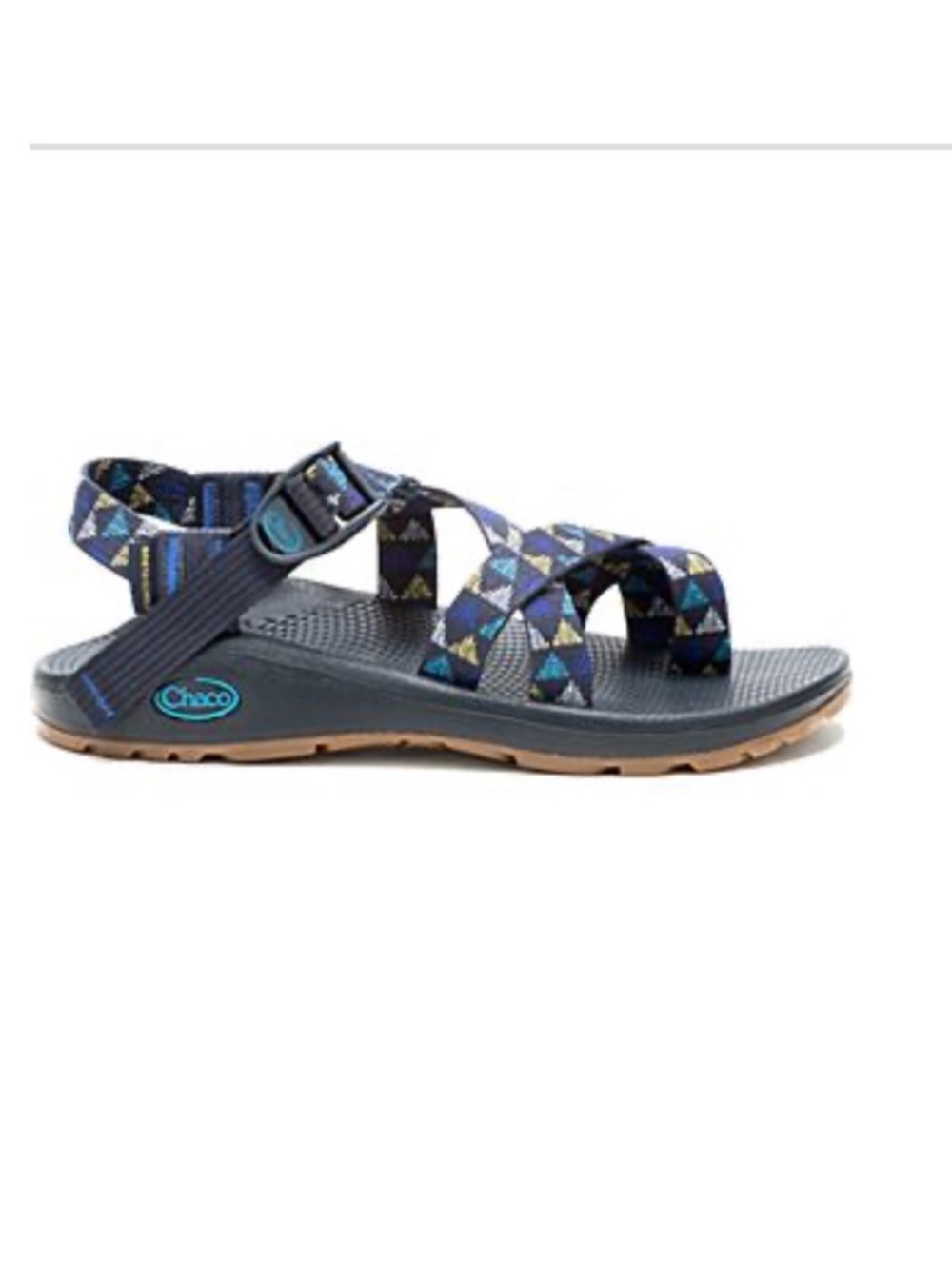 Chaco Strappy Sandal in Navy with Multicolor Geometric Straps
